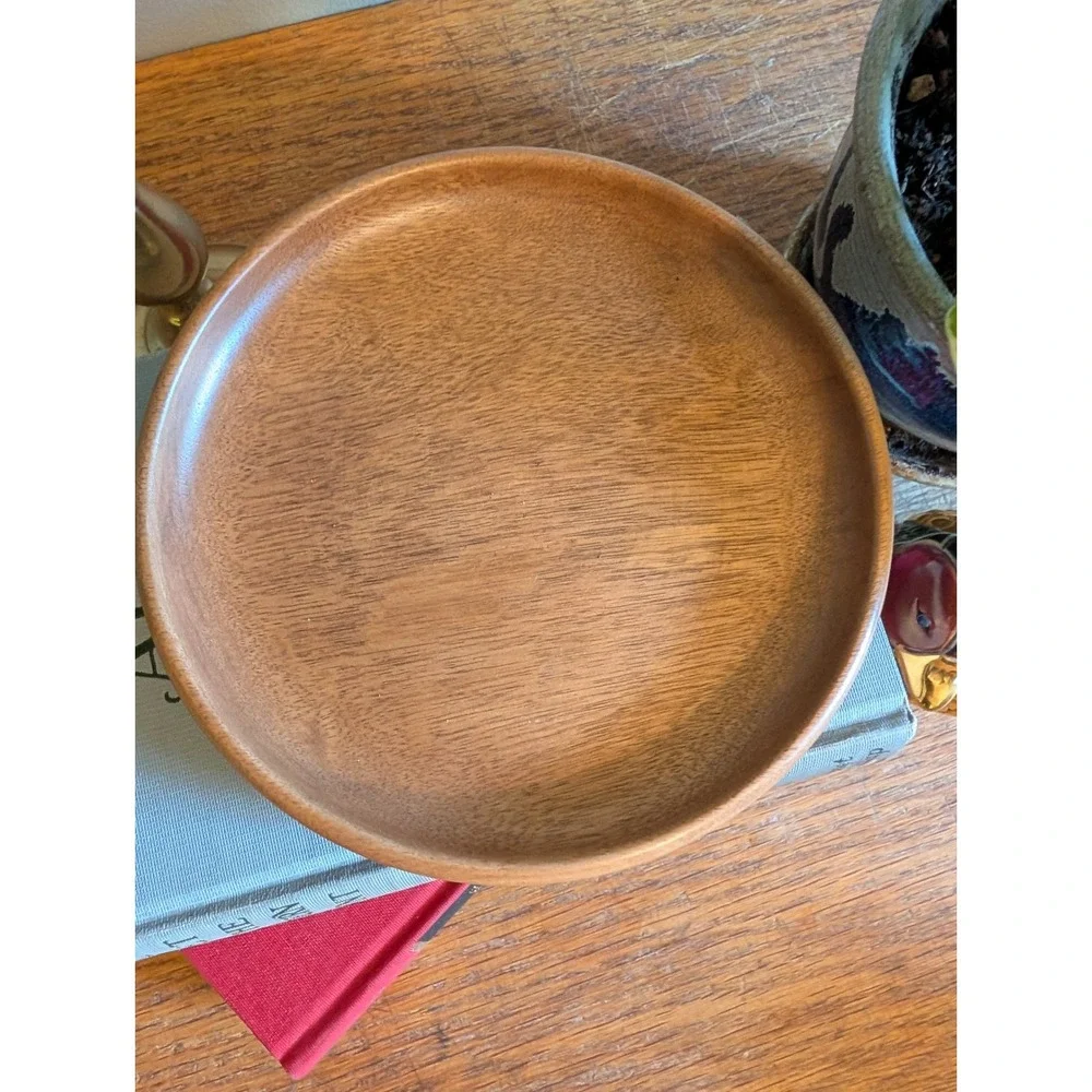 Vintage MCM Beaumonts Oregon Myrtlewood Plates Set of 2 Wood Saucers 6 Inch‎